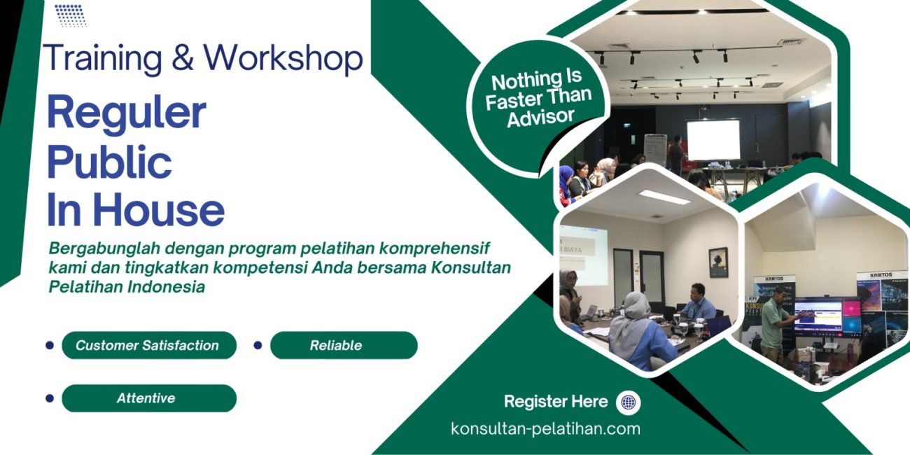 Segera ikuti pelatihan dan training bersama Konsultasi Pelatihan Indonesia yang menyediakan layanan training bagus, terbaik, termurah, fasilitas lengkap dan akomodasi aman untuk pengembangan kompetensi untuk organisasi dan individu di Indonesia.